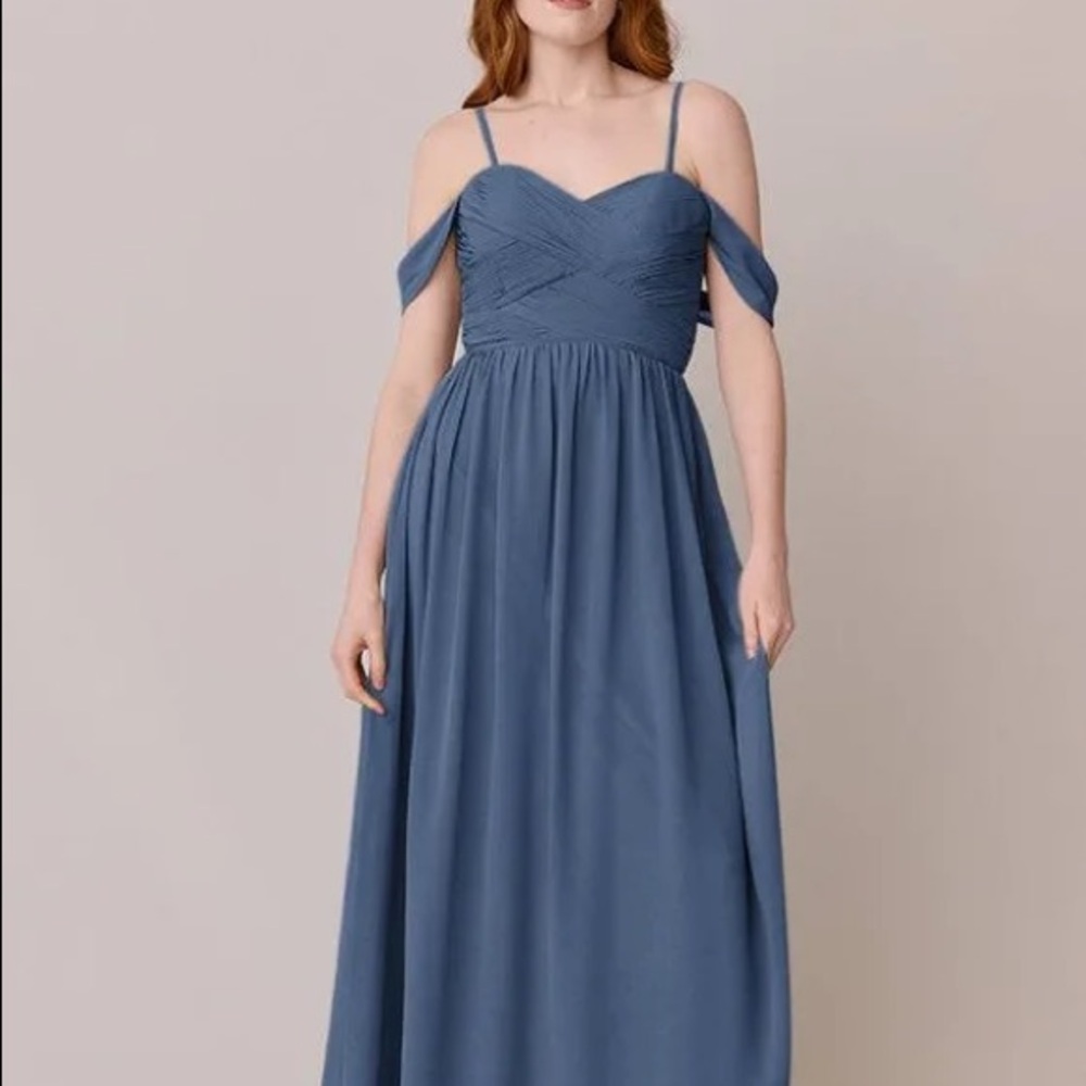 Revelry Kennedy Convertible Strap Chiffon Bridesmaid Dress - Dusty Blue 4